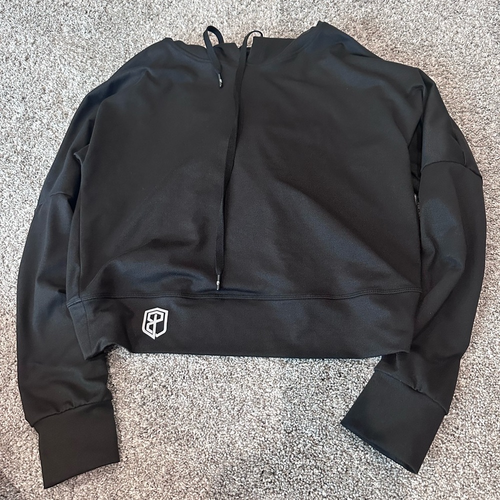 Born Primitive Black Cropped Hoodie with Tonal Drawstrings